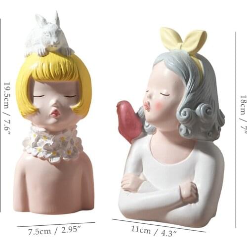 Home Decor Resin Fairy Girl Statues Modern Fashion Sculptures Home Decoration Figurines with Birds Ornaments Room Decor