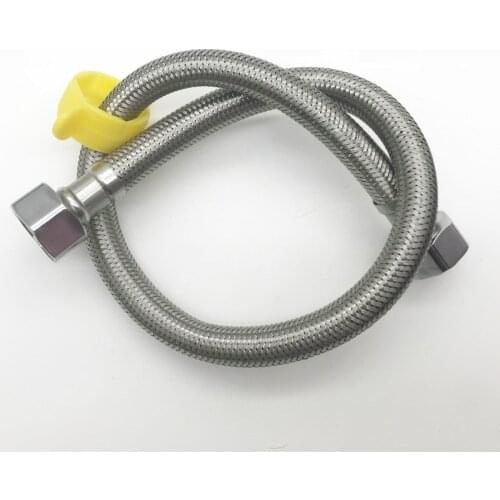 Double head stainless steel wire braided pipe 304 toilet water inlet hose 4 points hot and cold high pressure explosion proof co