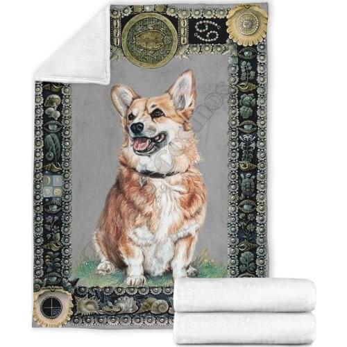 Portrait corgi dog fleece blanket fleece blanket Printed Blanket Adults/kids Fleece Blanket Sherpa Blanket 02