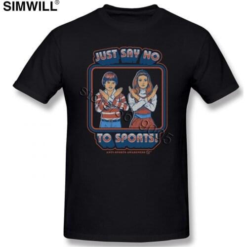 Say No To Sports Tees Awesome Print Slim Fit T Shirts Mens Short Sleeve Round Neck T-Shirts Retro 100% Cotton Tshirt Gift Idea