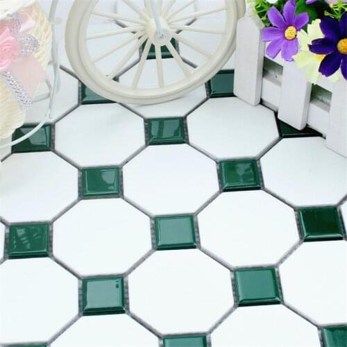 Glossy Green Matt White Ceramic mosaic, Bathroom kitchen washroom Anti-slip floor tile Wall tile, Exterior decoration tile