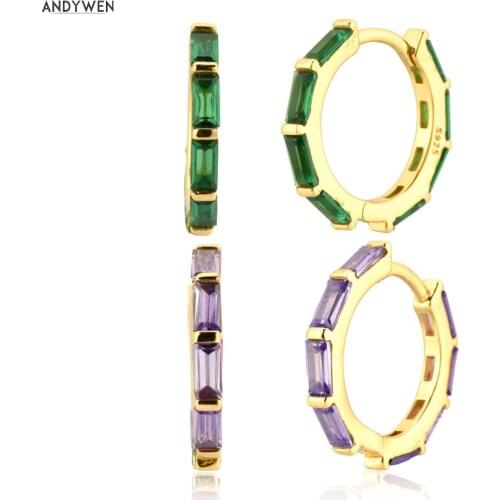 ANDYWEN New 100% 925 Sterling Silver Gold Zircon CZ Piercing Hoops Ohrringe Piercing Rock Punk 2020 Jewelry Huggies Loops Jewels