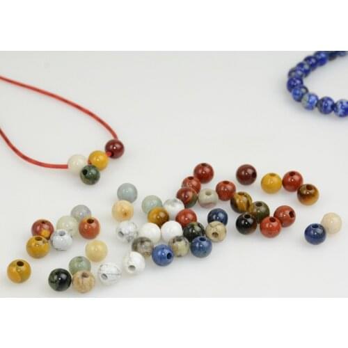 Natural Jasper / Petrified Wood Stone 2.5mm Hole / Big Hole Loose Round Beads 8mm