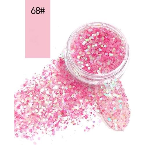 Flakes Slices Manicure Nails Art Decoration 1 Bottle Nail Sparkly Pink Silver Champagne Colorful Shimmer Flash Effect Hexagon