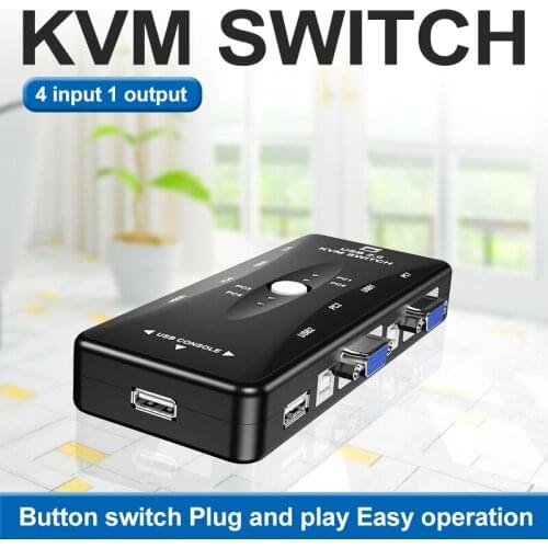 JONSNOW KVM Switch Box 2 Port 4 Port USB Switch KVM Switcher Splitter Box with 2 USB VGA Cables for PC Keyboard Mouse Monitor