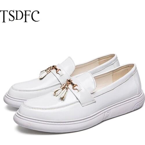 White Casual Men Leather Shoes 2021 Mens Loafers Soft Sole Driving Shoes Summer Daily City Comfortable Light Walking Footwear