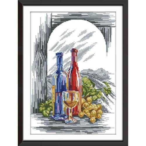 Wine cross stitch kit aida 14ct 11ct count print canvas cross stitches needlework embroidery DIY handmade