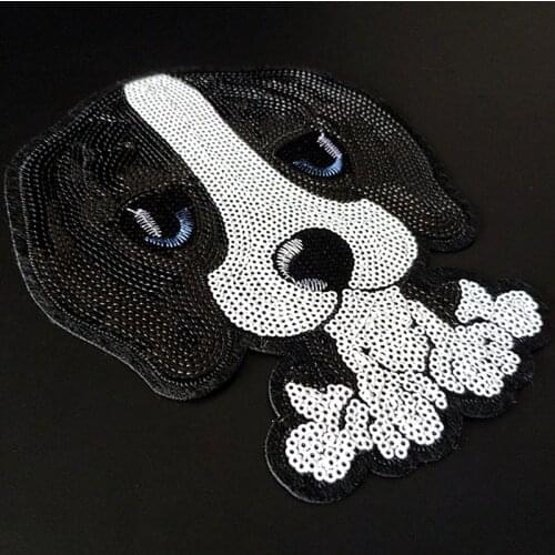 French Bulldog Patches For Clothing Luxury Sequins Strange Things Sequined Patch Clothes Stickers Christmas Large Biker Badge