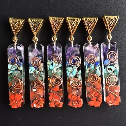 2020 New Retro Colorful natural amethysts Lapis Lazuli 7 colors stone pillar charms pendants wholesale 6pcs/lot free shipping