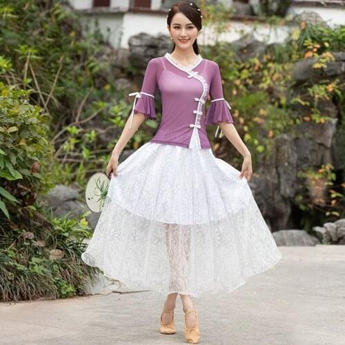 2021 New Chinese Style Classical Dance Performance Stage Clothing Oriental Folk Dance Practice Costumes For Women Adult DQL5464