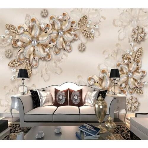 Wellyu papel de parede para quarto Custom wallpaper 3D Embossed Diamond Jewelry Flower TV Background Wall mural wallpaper