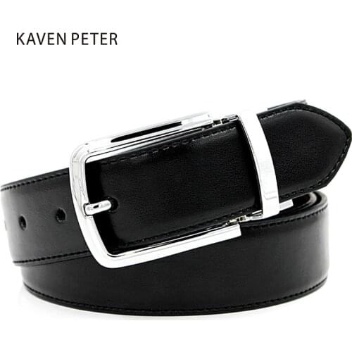 Original Feather Belts For Trousers Men Belt Alloy Buckle Straps Waistband Reversible Pin Buckle Cowhide Genuine Leather Belt