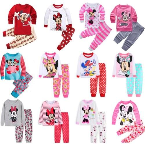 New Disney Autumn Childrens Clothing Sets Sleepwear Clothes Kids Mickey Collection Pajamas Set Baby Girl Pijamas Minnie Pyjamas