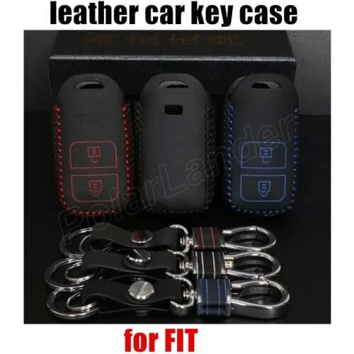 Only Red wholesale price Genuine Leather Car Key Case fit for for HODA VEZEL FIT leather cover sewing by hand free shipping