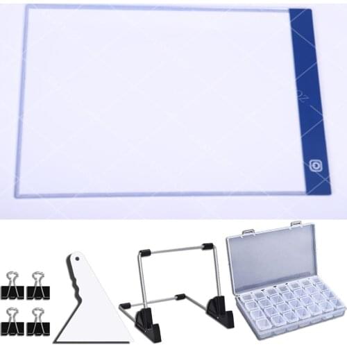 A4 Size Three Level Dimmable Led Light Pad Flat Tools Diamond Painting Accessories Detachable Stand and Clips Protection Set