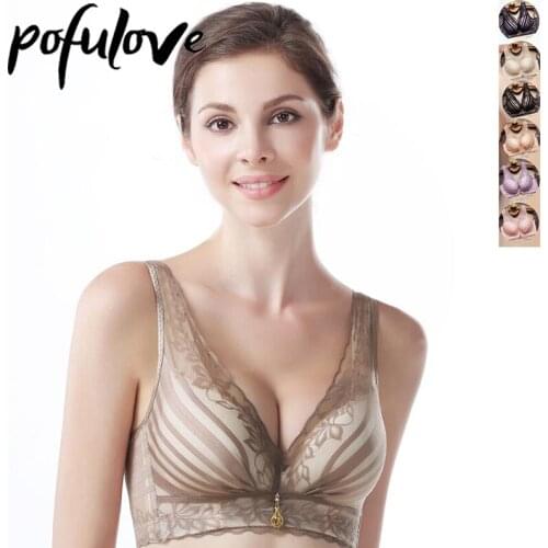 Women Lace Sexy Bra Beauty Back Seamless Thick Gathered Underwear Lingerie Wireless Female Push Up Brassiere