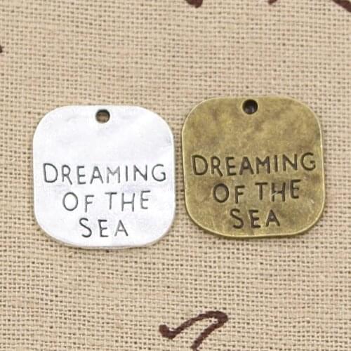 10pcs Charms DREAMING OF THE SEA 19x19mm Antique charms,pendant fit,Vintage Tibetan Bronze Silver color,DIY Handmade Jewelry
