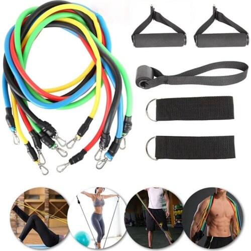11pcs/Set Pull Rope Fitness Yoga Rubber Loop Tube Latex Tubes Exercises Resistance Bands Excerciser Body Training Workout