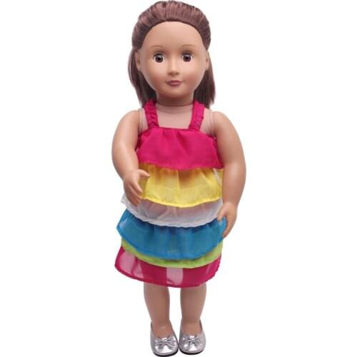 18 Inch American Doll Girls Clothes Rainbow Cake Slip Dress Newborn Skirt Baby Toys Accessories Fit 40-43 Cm Boy Dolls Gift c359