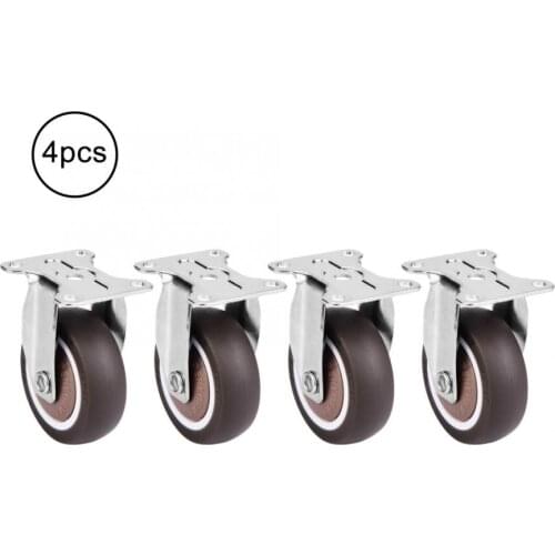 4Pcs 2in Universal Casters Low Noise TPE Rubber Removable Mute Chair Fixed Rubber Casters for Platform Trolley Chair Hot Sale