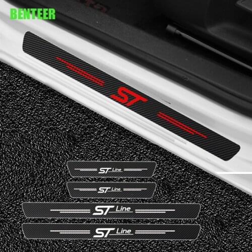 4pcs Carbon Fiber Car Door Protection Sticker Ford Fiesta Mondeo Fusion Escape Edge Ecosport Kuga