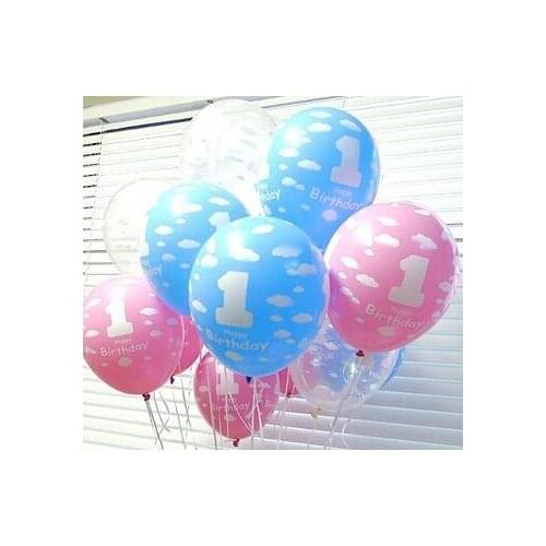 50pieces/lot High Quality 12inch 1st Birthday Balloon Latex Printing Pearl Balloons Children Birthday Party Celebration Balloons