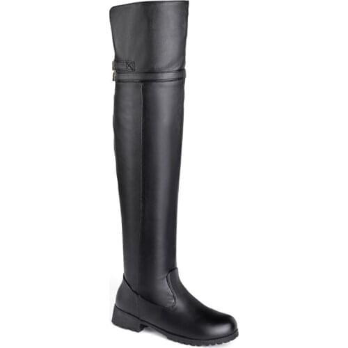 Aimaylen Buckle Strap Zippers Over-the-knee Boots for Women Middle Heels Motorcycle Boots Winter Shoes Women