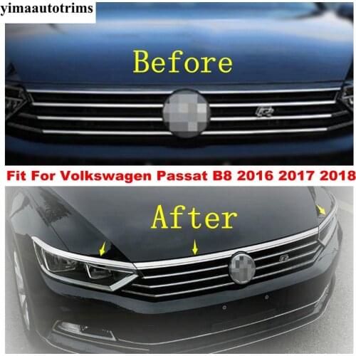 Engine Hood + Front Lights Lamps Eyelid Eyebrow Panel Decoration Accessories Cover Trim Fit For Volkswagen Passat B8 2016 - 2018