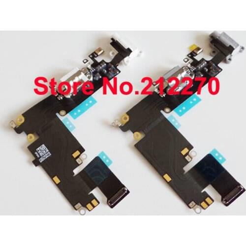 Free DHL EMS Original New Charging Charger Port Dock Headphone Jack Mic Flex Cable Ribbon For iPhone 6 Plus 5.5" White and Gray