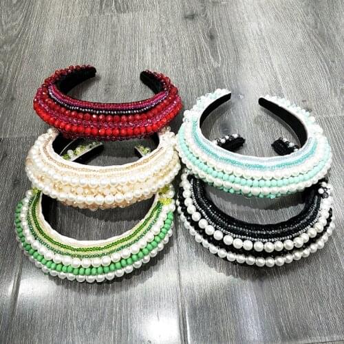 Big Luxury Headband Beaded Headband Elastic headband,Tiaras and Crowns For Women ,Fashion Show Girl Hair Accessories