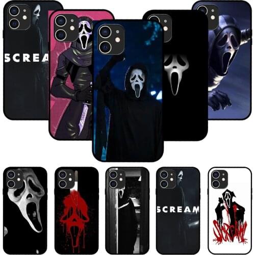 For iPhone 11 12 8 Plus Mini Pro X XR XS Max 4 5 7 6 6S 8 SE Phone Case Black Cover Waterproof Luxury Back Ghostface Scream