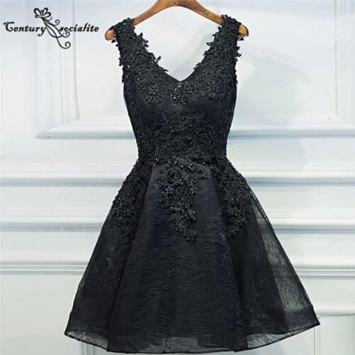 Black Homecoming Dresses Short 2021 Lace Appliques Beaded Above Knee Prom Party Gowns Graduation Dress Vestido De Fiesta