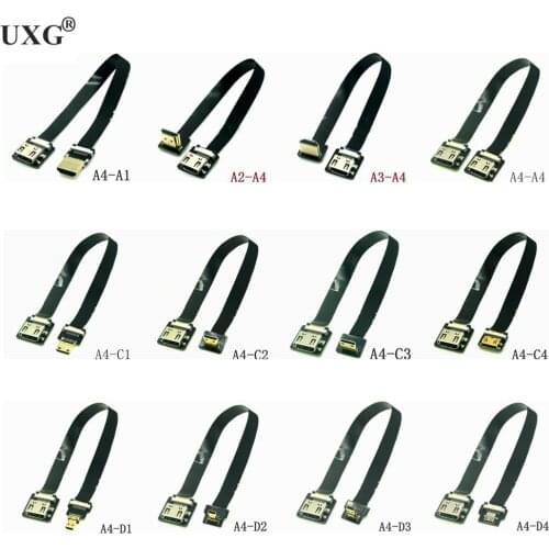FPV Micro Mini HDMI-compatible-90 Degree Adapter 5cm-100cm FPC Ribbon Flat HD TV Camera Cable Pitch 20pin Plug Connector