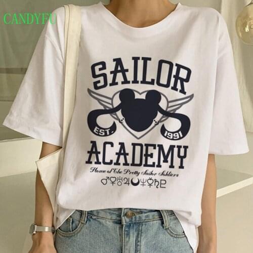 Harajuku Ullzang T Shirt Women 90s Korean Style Funny Anime T-Shirt Cute Cat Tshirt Aesthetic Cartoon Top Tees Female Graphic