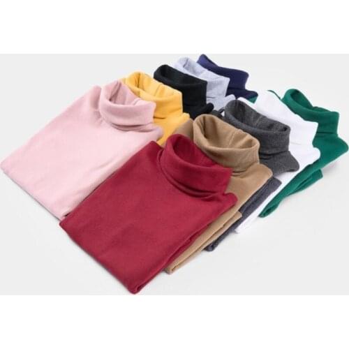 2-13 Years Baby Toddler Boys Girls T-shirts Turtleneck Shirts Kids Long Sleeve Shirt Tops Tees Underwear Children Clothes JW8271