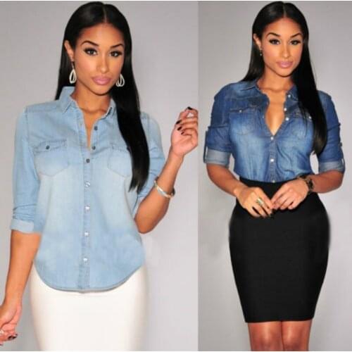GuliriFei Womens Denim Shirts