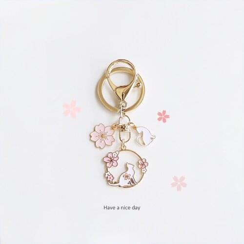 Kawaii Sakura Rabbit Keychain Cute Airpods Anime Key Chain Accessories Pendant For Clothes Backpack Keyring Original Design