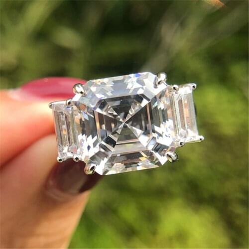 Asscher Cut 8ct Moissanite Diamond Ring 100% Original 925 sterling silver Engagement Wedding band Rings for Women men Jewelry