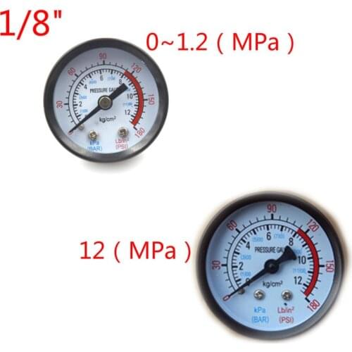 Bar Air Pressure Gauge 9mm/10mm 1/8" BSP Thread 0-180 PSI 0-12 Manometer Double Scale For Air Compressor Iron