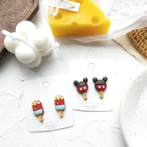 Cute Mouse Resin Stud Earrings For Women Cartoon Popsicle Anime Accessories Birthday Gifts 2021 New Trend Jewelry Wholesale