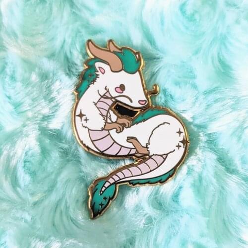 Cute Cartoon Haku White Dragon Enamel Pins Spirited Away Anime Lapel Pin Jacket Jeans Badge Brooch Fashion Accessories