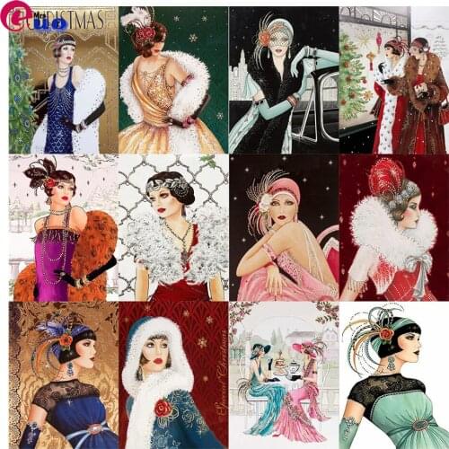 Elegant Ladies 5D DIY Full Square Round Drill Diamond Painting Mosaic Kits Crafts Home Decor Gifts Portraits of European Women