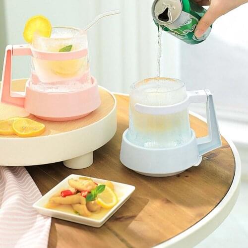 Cold Drink Ice Cup Set With Lid Cover Mug Anti-frostbite Handle Food Grade PP Freezing Soy Milk Coffee Juice Beer Cup