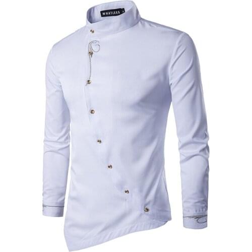 New style menswear European style personality oblique button irregular multicolor shirt