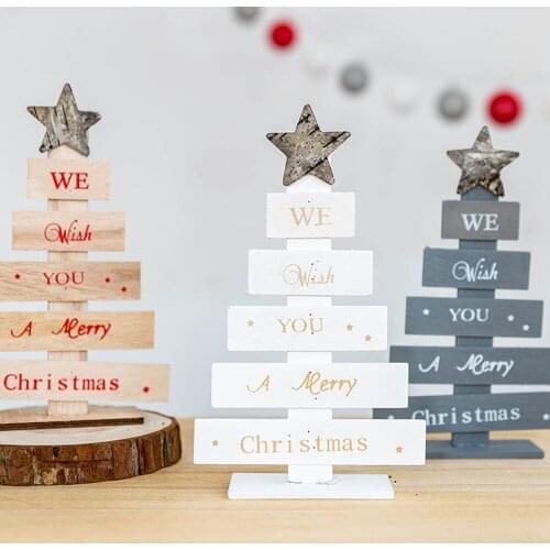 New Year Christmas Wooden Mini Christmas Tree Ornament Decoration Party New Year Xmas Christmas Decoration For Home