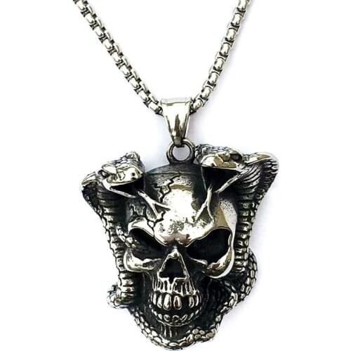 Charming silver Fashion Personalized Double headed snake skeleton luck art pendant