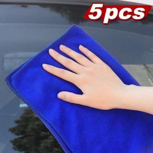 5pcs Microfibre Towel Cleaning Auto Car Care Blue Soft Cloth Washing Cloth Towel Home Car Cleaning Fiber Towel ABC