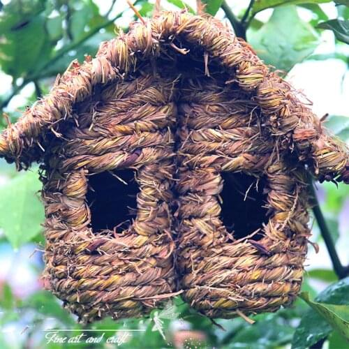 Birds Nest Bird Cage Natural Grass Egg Cage Bird House Outdoor Decorative Weaved Hanging Parrot Nest Houses Pet Bedroom