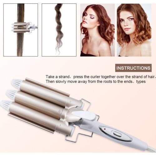 Triple Barrel Hair Curler Curling Iron Hair Crimper Irons Tongs Machine Ceramic Hair Waver Styling Tools Wavy Hair Curler Wand