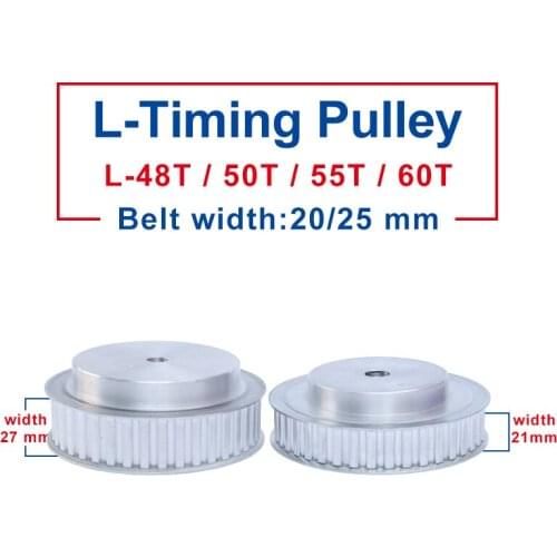 Timing Pulley L-48T/50T/55T/60T Rough Hole 14/16mm Pulley Aluminum Material Slot Width 21/27mm For L-Timing Belt width 20/25mm